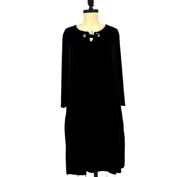 Nina Leonard Grommet-Accent Swing Crepe polyester spandex minimalist Dress 3X - Picture 2 of 5